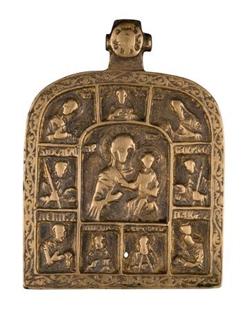  Icona pettorale raffigurante la Madonna di Smolensk e Santi Eletti - XIX secolo 