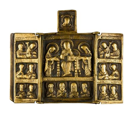  Trittico da viaggio raffigurante la Deesis allargata - XIX secolo 