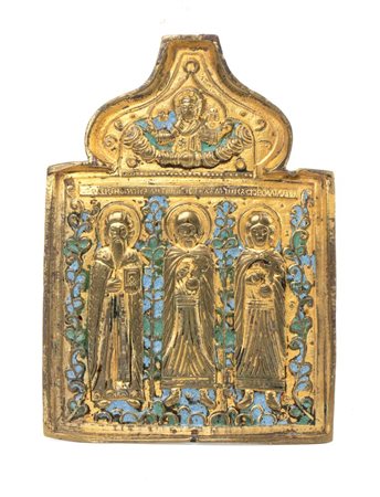  Icona da viaggio raffigurante i Tre Santi Gerarchi - XIX secolo