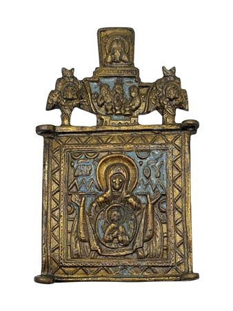  Valva Centrale di un trittico da viaggio raffigurante la Vergine del Segno - XIX secolo 