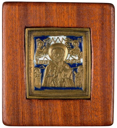  Icona da viaggio raffigurante San Nicola di Mira - XIX secolo 