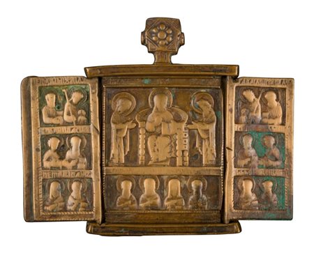  Trittico da viaggio raffigurante la Deesis allargata - XIX secolo 