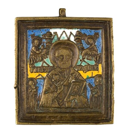  Icona da viaggio raffigurante San Nicola di Mira - XIX secolo 