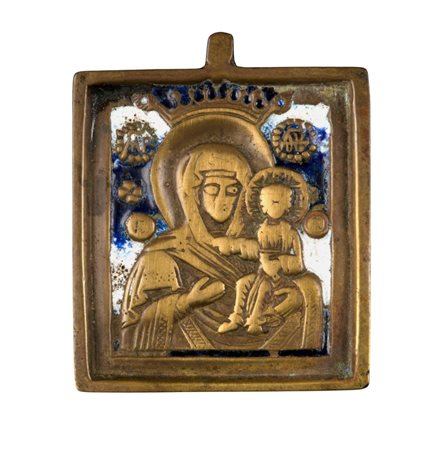  Icona da viaggio raffigurante la Madonna di Smolensk - XIX secolo 