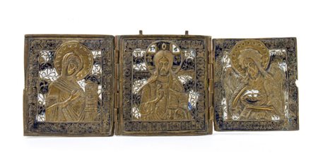  Trittico da viaggio raffigurante la Deesis  - XIX secolo 