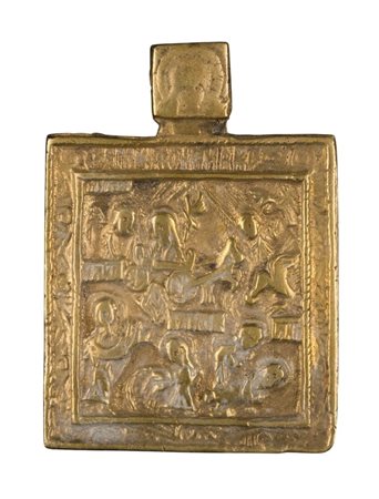  Icona da viaggio raffigurante il Ciclo Pasquale (Anastasis e Risurrezione dal Sepolcro) - XIX secolo 