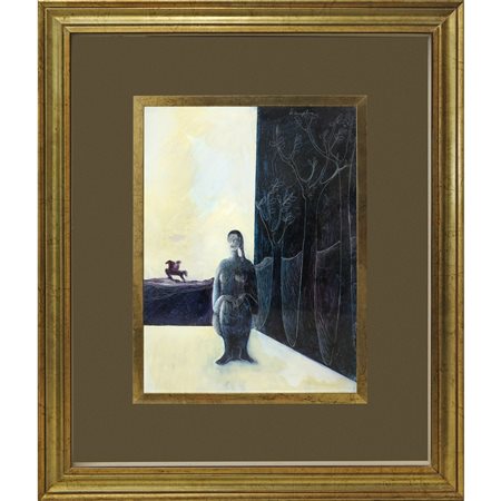 Cesare D'Angelo (Catania 1940 - 2006)  - Dama e cavaliere nel bosco, 20° secolo