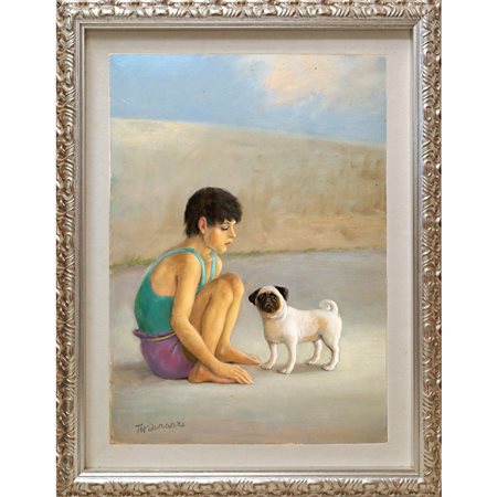 Nino  Tirinnanzi (Greve in Chianti 1923 - 2002)  - Bambina con cane