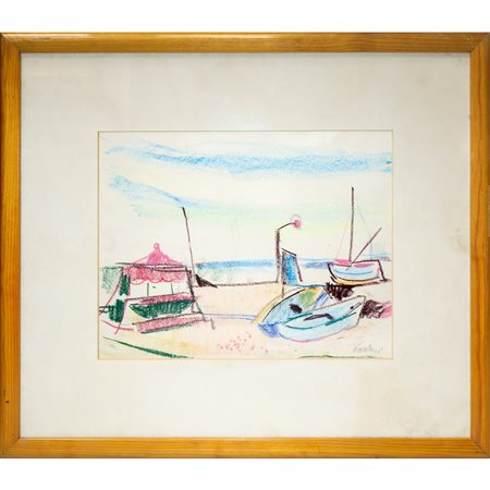 Enrico Paulucci (1901 - 1999)  - Barche sulla riva, 20° secolo
