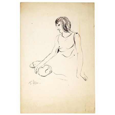 Giuseppe Aleo - Ritratto di donna seduta, 20° secolo