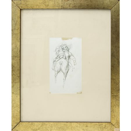 Due disegni a china incorniciati fronte-retro, 20° secolo