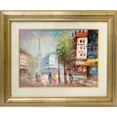 Caroline C. Burnett (1877 - 1950)  - Scorcio di Parigi con Tour Eiffel, 20° secolo