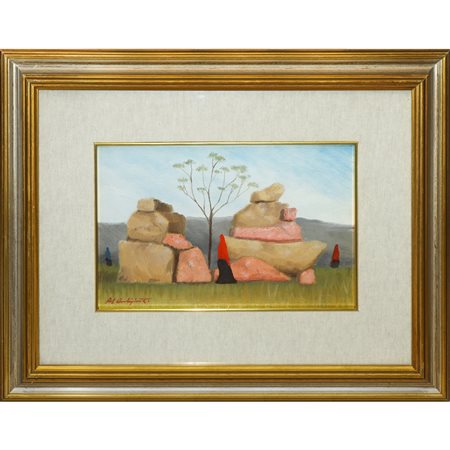 Raf Occhipinti (Comiso 1933)  - Paesaggio con donne con scialle rosso