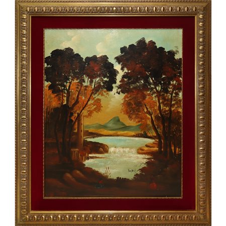 Paesaggio fluviale con mulino