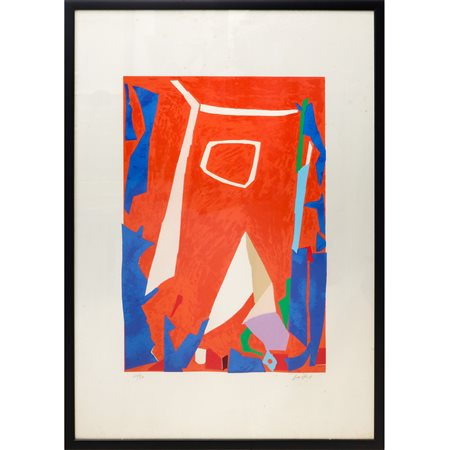 André Lanskoy (1902 - 1976)  - Astratto rosso, 20° secolo