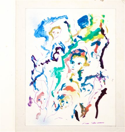 Ernesto Treccani (Milano 1920 - Milano 2009)  - Figure fiore, 1984