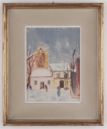 Ivanoe Fossani (1894 - Malcesine sul Garda 1961)  - Paesaggio invernale