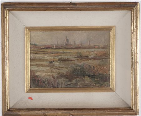 Alfonso Monfardini (Mantova 1887 - 1965)  - Il lago inferiore di Mantova - il Meriggio