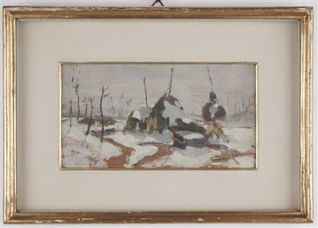Merito Costalunga (Schio 1899 - 1967)  - Pagliaio sotto la neve