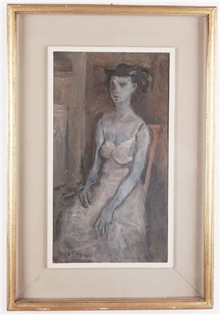 Antonio Agostani (1897 - 1977)  - Modella con cappellino