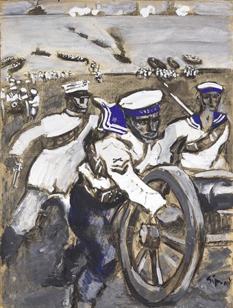 Mario Sironi, Sassari 1885 - Milano 1961, Lo sbarco - Copertina per «Gli...