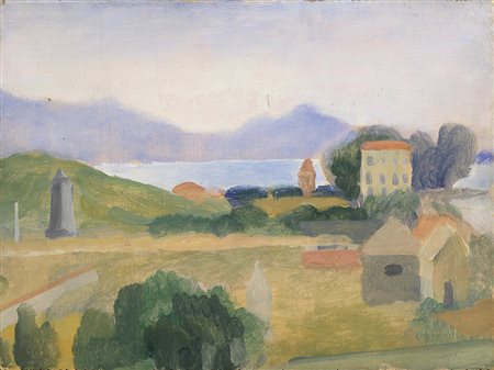 Virgilio Guidi, Roma 1891 - Venezia 1984, Terracina, 1934, Olio su tavola,...