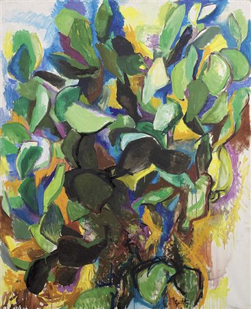Renato Guttuso, Bagheria (Pa) 1912 - Roma 1987, Cactus e cielo di Sicilia...