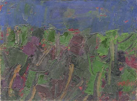 Ennio Morlotti, Lecco 1910 - Milano 1992, Vegetazione, Olio su carta...