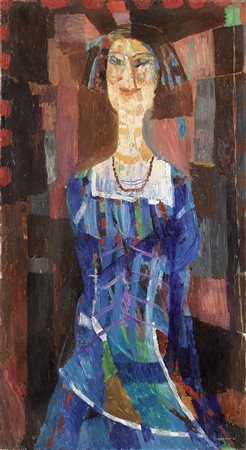 Bruno Cassinari, Piacenza 1912 - Milano 1992, Figura, 1958, Olio su tela, cm....