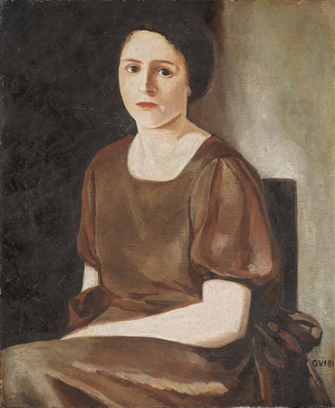 Virgilio Guidi, Roma 1891 - Venezia 1984, Donna seduta, 1918, Olio su tela,...