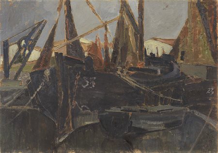 Lorenzo Viani, Viareggio (Lu) 1882 - Ostia (Roma) 1936, La darsena...