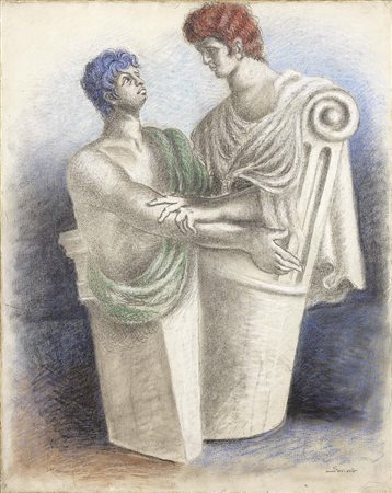 Alberto Savinio, Atene 1891 - Roma 1952, Colloquio, (1932), Olio, tempera e...