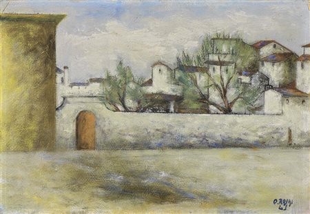 Ottone Rosai, Firenze 1895 - Ivrea (To) 1957, Piazza del Carmine, 1945, Olio...