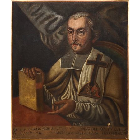 Personaggio ecclesiastico con scritta alla base, 1675
