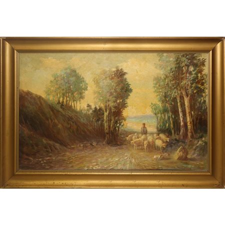 Paesaggio con pastore e gregge, Fine 19° secolo