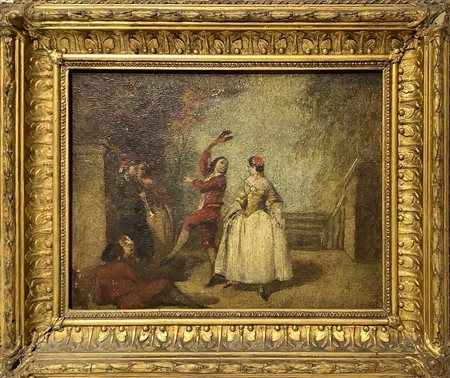 Scena di balli popolari con personaggi en plein air, 19° secolo 