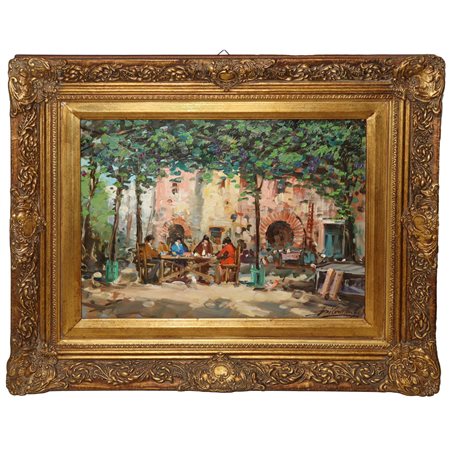 Scena conviviale in patio di campagna