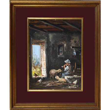 Mario Fattori - Interno ovile, 1962