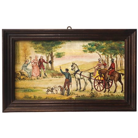 Eugenio Pattarino (Firenze 1885 - 1971)  - Scenetta di genere con carrozza, 20° secolo