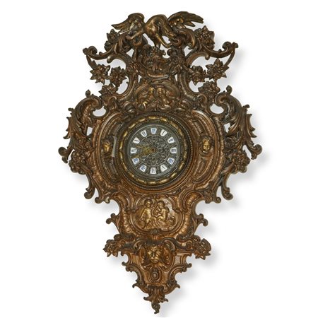 Orologio da muro in bronzo finemente cesellato, Germany 19° secolo