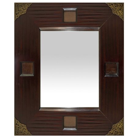 Specchiera in legno con bronzi applicati ai 4 lati