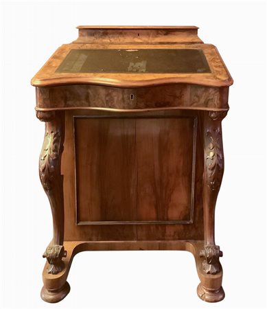 Mobile Davenport in legno  e radica di noce, 19° secolo