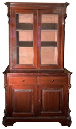 Credenza in legno di mogano doppio corpo, Sicily, 19° secolo