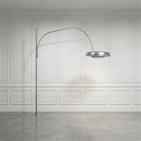 Pirro Cuniberti per Sirrah (1923 - 2016)  - Lampada ad arco in acciaio inossidabile e alluminio