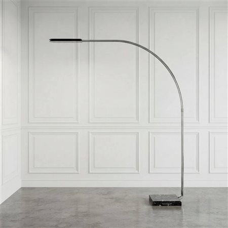 Bruno Gecchelin  per Skipper - Lampada da terra Gesto con base in marmo e arco cromato
