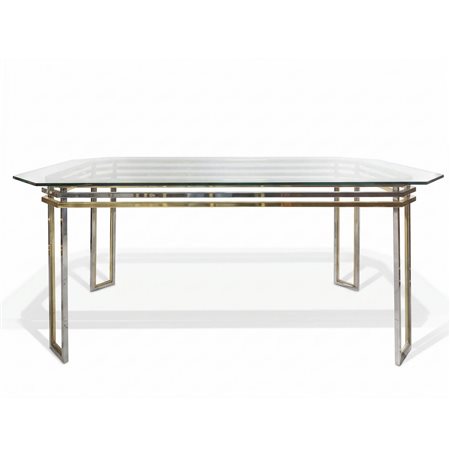 Romeo Rega (attribuito a) - Set da pranzo vintage compostO da tavolo con 4 sedie in stile Hollywood Regency