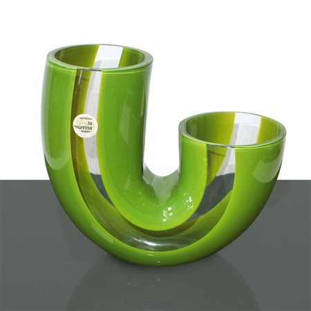 Lino Tagliapietra  per La Murrina - Vaso a due bocche in  Vetro. Prod. La Murrina, Italia