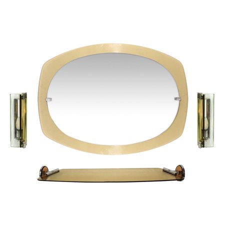 Veca - Set da bagno in vetro nei toni del beige, 1960s/1970s