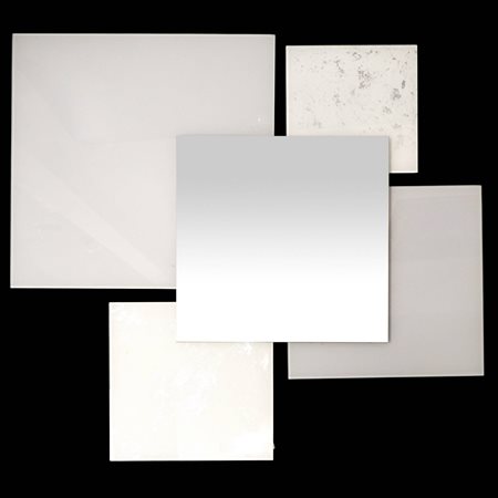 Plafone da soffitto in vetro bianco e vetro specchiato al centro