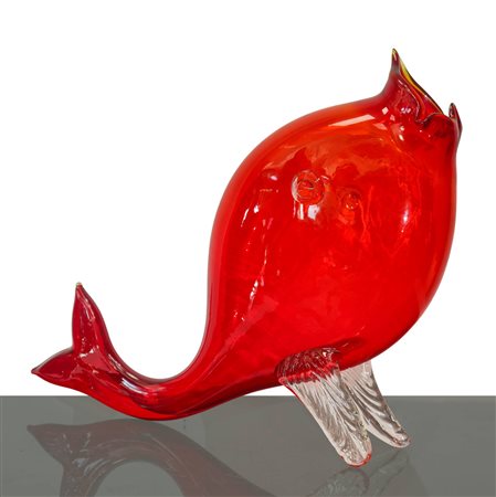 Grande Pesce in vetro di Murano rosso